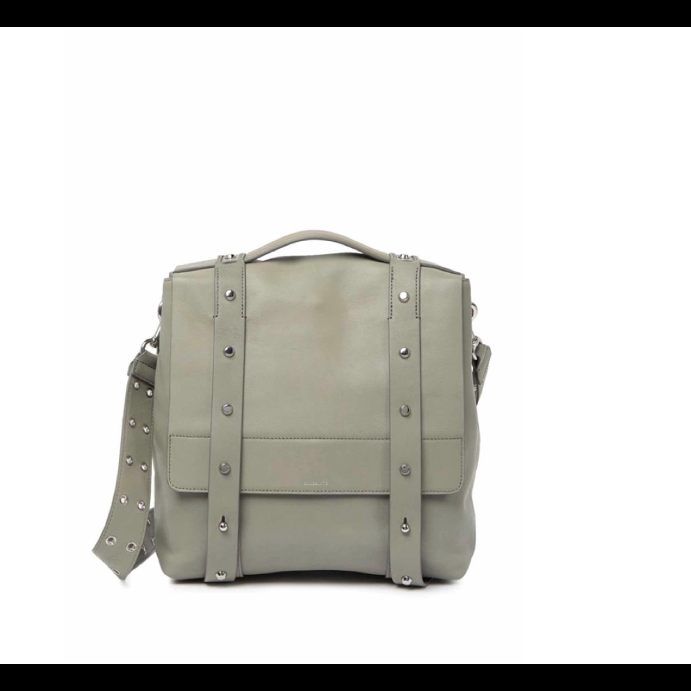 NEW AllSaints Sid Leather Backpack - Blue Grey - Picture 1 of 5